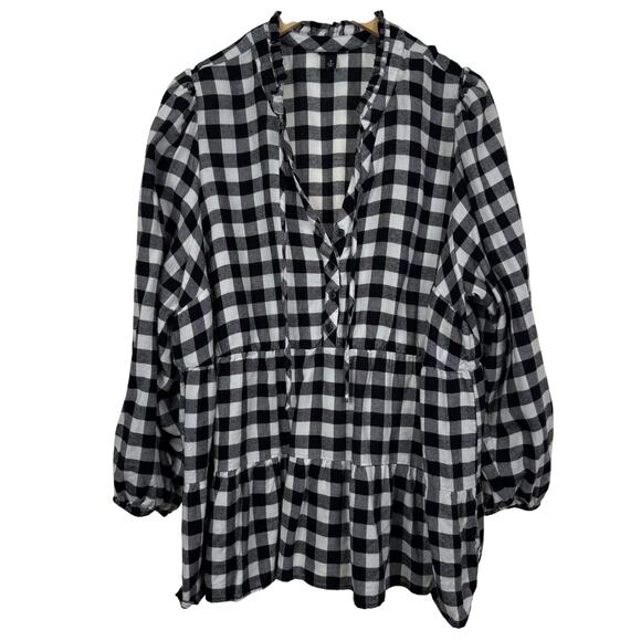 Torrid. Babydoll Brushed Flannel Ruffle Collar Top Size 3 - Picture 3 of 10